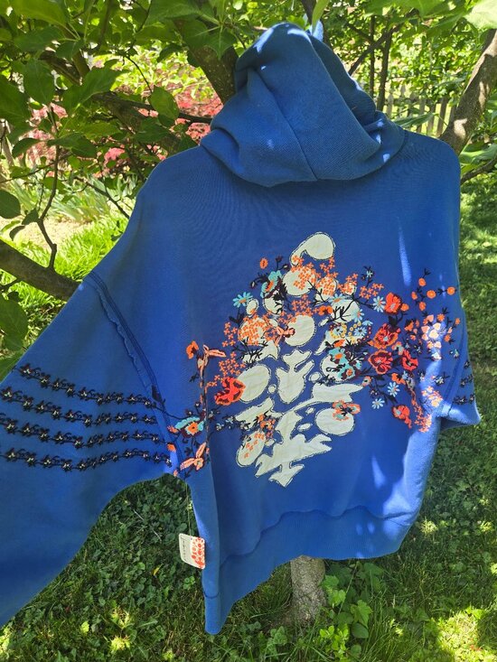 Free People Tops - Sold out Free people at my best embroidered hoodie in stellar blueXS